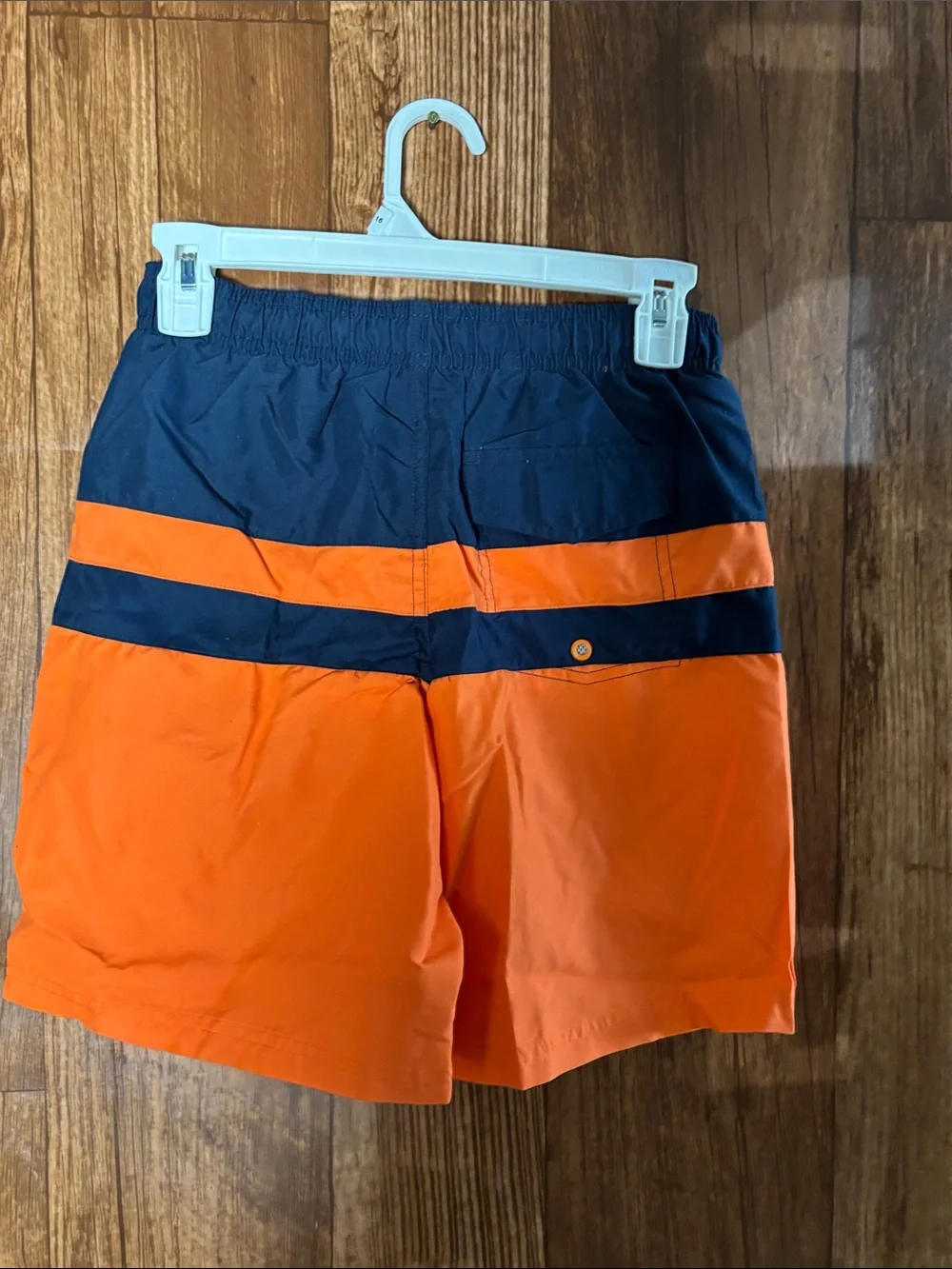 NWT Liquid Wave Men's Two-Tone Orange and Navy Swim Trunks